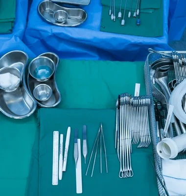 surgical-clamps-medical-equipment-on-green-600nw-2454782873